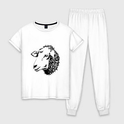 Пижама хлопковая женская Black and White Sheep, цвет: белый