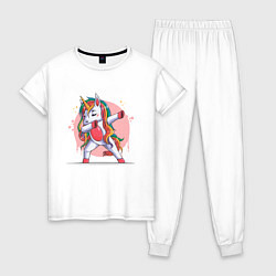 Пижама хлопковая женская Единорог даббинг dab, цвет: белый