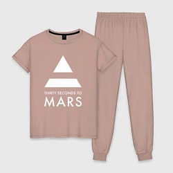 Пижама хлопковая женская 30 Seconds to Mars: 30 секунд, цвет: пыльно-розовый