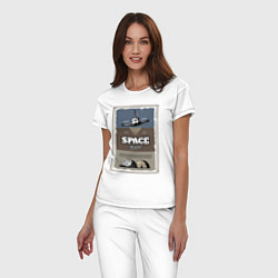Пижама хлопковая женская Space adventure a scientific odyssey, цвет: белый — фото 2