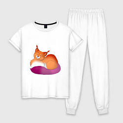 Пижама хлопковая женская Гордая кошка, цвет: белый