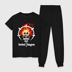 Пижама хлопковая женская Darkest Dungeon skull logo, цвет: черный