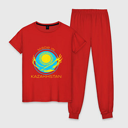 Пижама хлопковая женская Сделано в Казахстане, цвет: красный
