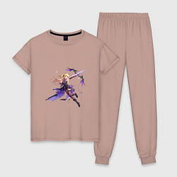 Пижама хлопковая женская Фишль в бою, цвет: пыльно-розовый
