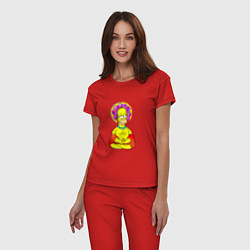 Пижама хлопковая женская Гомер - бог пончиков, цвет: красный — фото 2