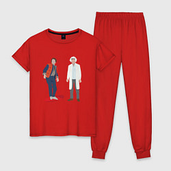 Пижама хлопковая женская Назад в будущее делориан 2022, цвет: красный