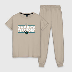 Пижама хлопковая женская SHARKS TERRITORY САН-ХОСЕ ШАРКС, цвет: миндальный