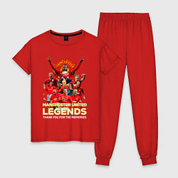 Пижама хлопковая женская Легенды Манчестера Manchester United Legends, цвет: красный