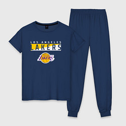 Пижама хлопковая женская LA LAKERS NBA ЛЕЙКЕРС НБА, цвет: тёмно-синий