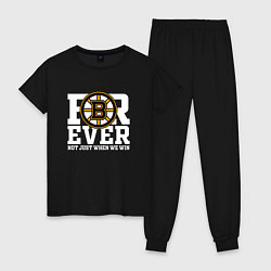 Пижама хлопковая женская FOREVER NOT JUST WHEN WE WIN, Boston Bruins, Босто, цвет: черный