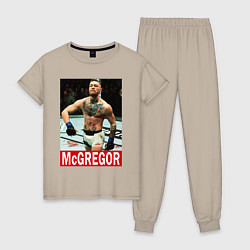 Пижама хлопковая женская Конор МакГрегор McGregor, цвет: миндальный