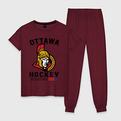 Пижама хлопковая женская OTTAWA SENATORS ОТТАВА СЕНАТОРЗ, цвет: меланж-бордовый