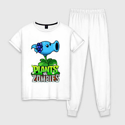 Пижама хлопковая женская Plants vs Zombies Морозный Горох, цвет: белый