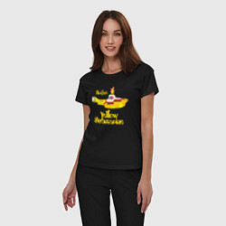 Пижама хлопковая женская On a Yellow Submarine, цвет: черный — фото 2