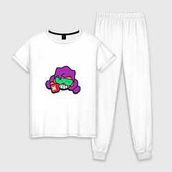 Пижама хлопковая женская Значок к чемпионату 2022 Роза Пины Бравл Старс Bra, цвет: белый