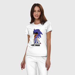 Пижама хлопковая женская Sonic Exe Sketch Hedgehog, цвет: белый — фото 2