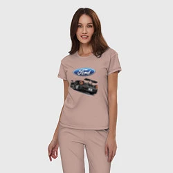 Пижама хлопковая женская Ford Performance Motorsport, цвет: пыльно-розовый — фото 2