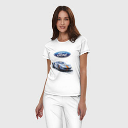 Пижама хлопковая женская Ford Motorsport, цвет: белый — фото 2
