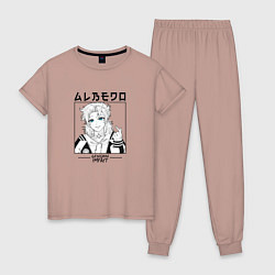 Пижама хлопковая женская Альбедо Albedo, Genshin Impact, цвет: пыльно-розовый