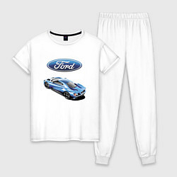 Пижама хлопковая женская Ford Motorsport Racing team, цвет: белый
