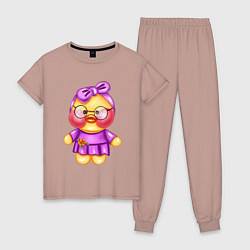 Пижама хлопковая женская Веселая уточка, цвет: пыльно-розовый