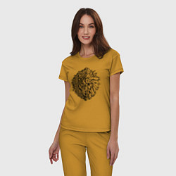Пижама хлопковая женская Лев голограмма, цвет: горчичный — фото 2