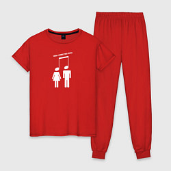 Пижама хлопковая женская Music Connecting People, цвет: красный