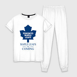 Пижама хлопковая женская Toronto Maple Leafs are coming Торонто Мейпл Лифс, цвет: белый