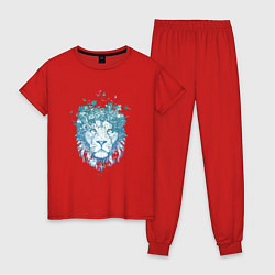 Пижама хлопковая женская Lion синий 1 штука в цветах, цвет: красный