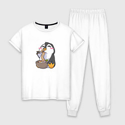 Пижама хлопковая женская Pinguin Ramen, цвет: белый
