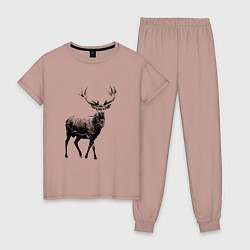 Пижама хлопковая женская Черный олень Black Deer, цвет: пыльно-розовый