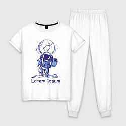 Пижама хлопковая женская Lorem Ipsum Space, цвет: белый