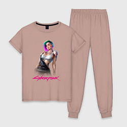 Пижама хлопковая женская Sexy Judy Cyberpunk 18, цвет: пыльно-розовый