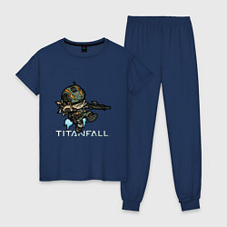 Пижама хлопковая женская Титанфол арт нарисованный карандашом TITANFALL, цвет: тёмно-синий