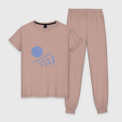 Пижама хлопковая женская Volleyball Block, цвет: пыльно-розовый