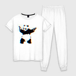 Пижама хлопковая женская Banksy Panda with guns - Бэнкси, цвет: белый