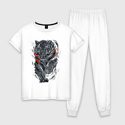 Пижама хлопковая женская Cool tiger Power, цвет: белый