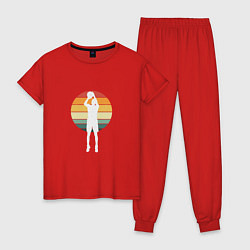 Пижама хлопковая женская Play - Basketball, цвет: красный