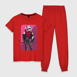 Пижама хлопковая женская Великолепная Джасти, цвет: красный