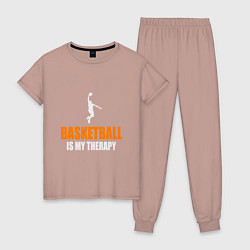 Пижама хлопковая женская Терапия - Баскетбол, цвет: пыльно-розовый