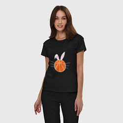 Пижама хлопковая женская Basketball Bunny, цвет: черный — фото 2