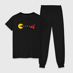 Пижама хлопковая женская Pac-man 8bit, цвет: черный