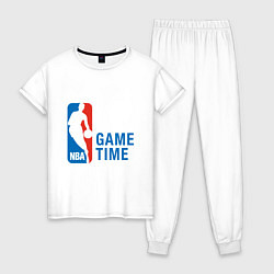 Пижама хлопковая женская NBA Game Time, цвет: белый