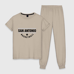 Пижама хлопковая женская San Antonio Basketball, цвет: миндальный