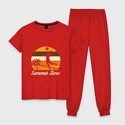 Пижама хлопковая женская Volleyball - Summer Time, цвет: красный
