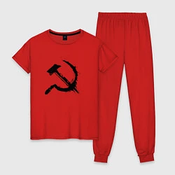 Пижама хлопковая женская Серп и молотсоветский, цвет: красный
