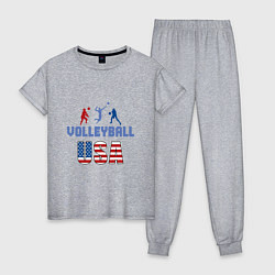 Пижама хлопковая женская USA - Volleyball, цвет: меланж