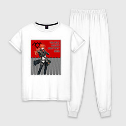 Пижама хлопковая женская Совы Genshin Impact x Twin Peaks кроссовер, цвет: белый
