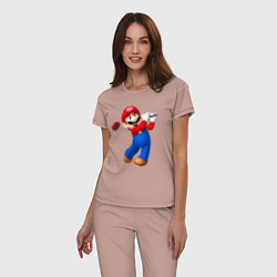 Пижама хлопковая женская Марио - крутейший гольфист Super Mario, цвет: пыльно-розовый — фото 2