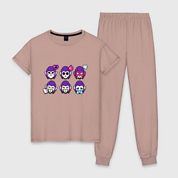 Пижама хлопковая женская Значки на Мортиса Пины Бравл Старс Mortis, цвет: пыльно-розовый